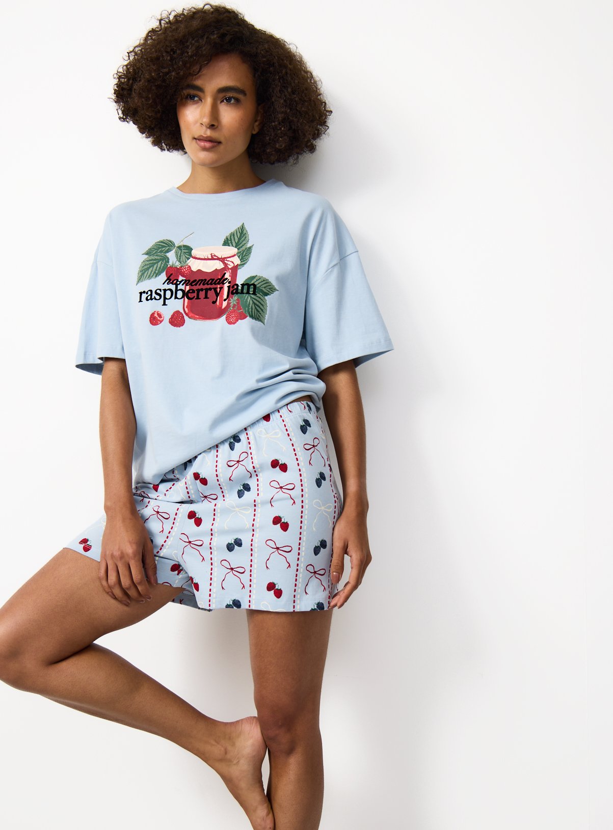 Blue Jam Print Shortie Pyjamas M - Image 2 thumbnail