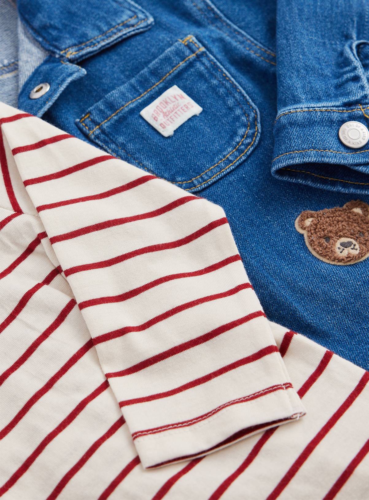 Denim Shirt & Stripe T-Shirt Set 9-12 months - Image 2