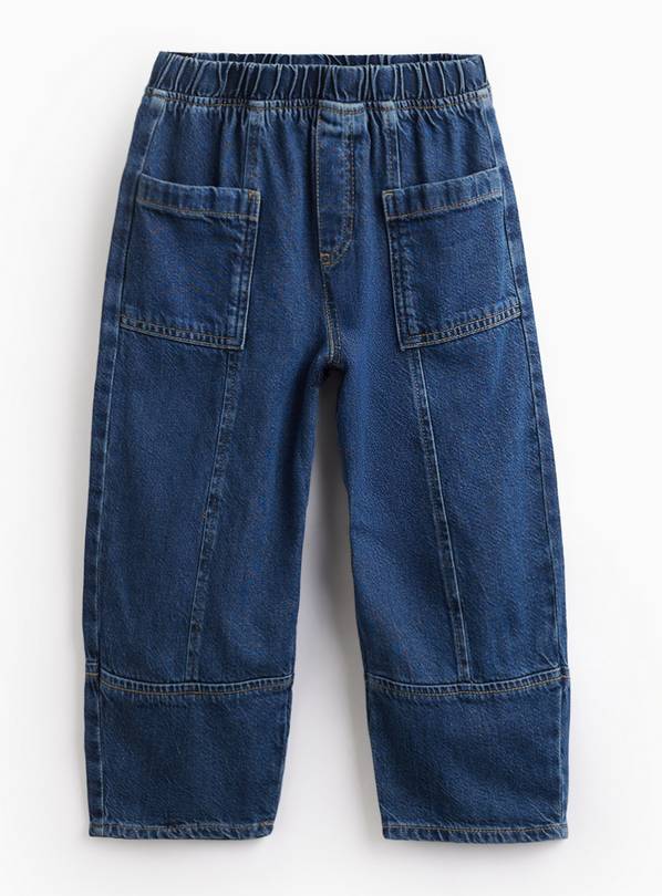 Mid Blue Balloon Barrel Leg Jeans 3-4 years