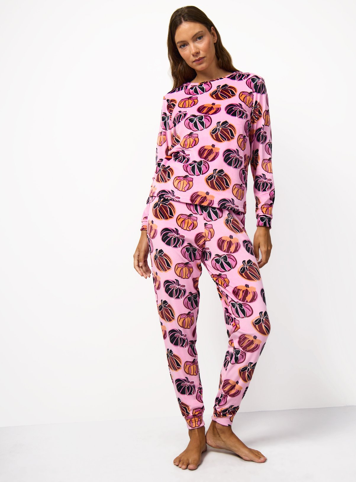 Pink Halloween Pumpkin Print Pyjamas M - Image 2 thumbnail