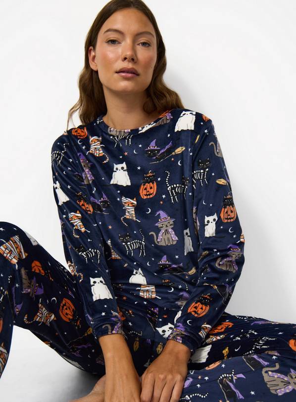 Navy Halloween Ghost Print Pyjamas L