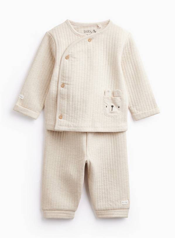 Oatmeal Bear Wadded Jersey Set 6-9 months