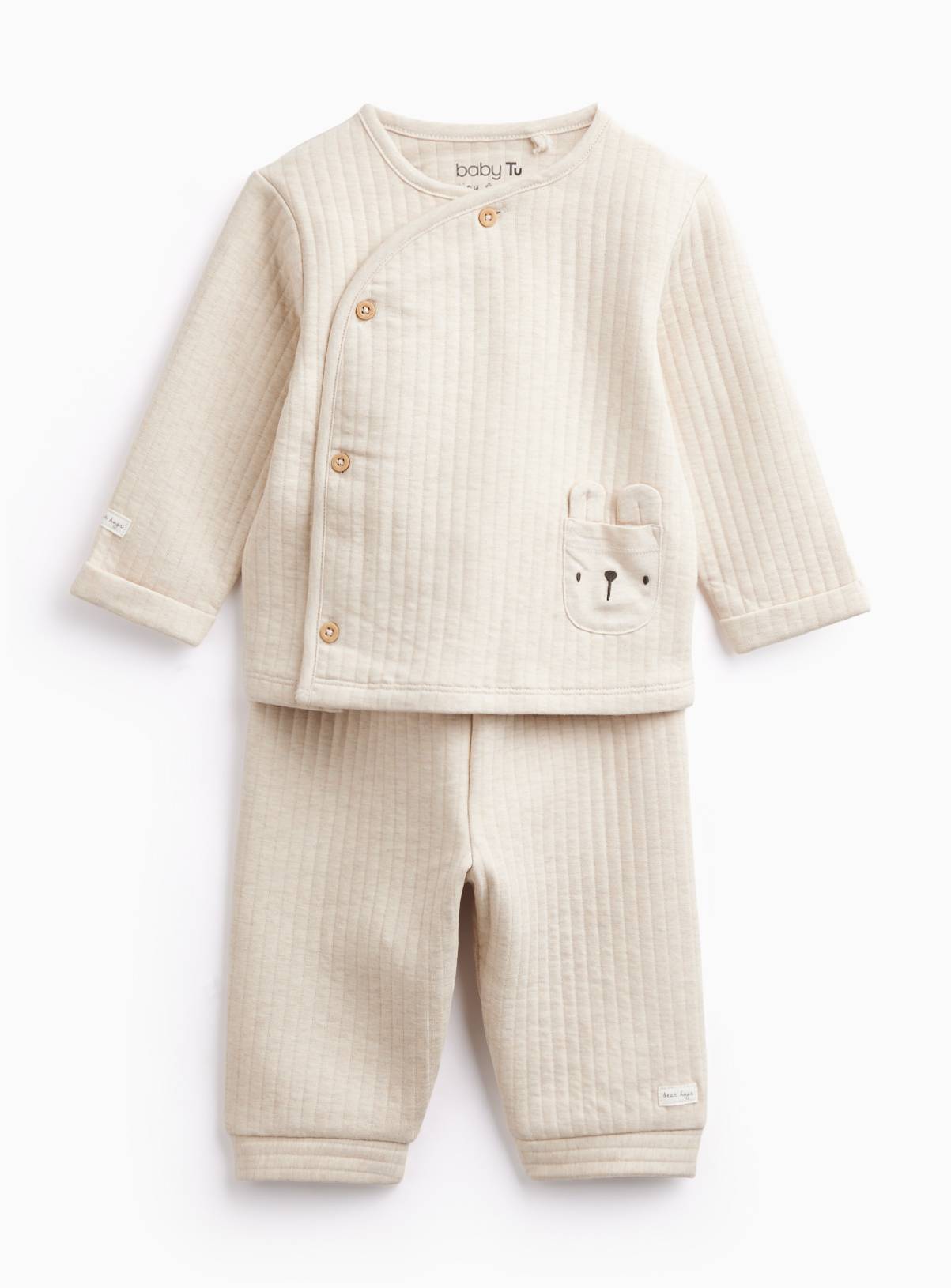 Oatmeal Bear Wadded Jersey Set 2-3 years - Image 1
