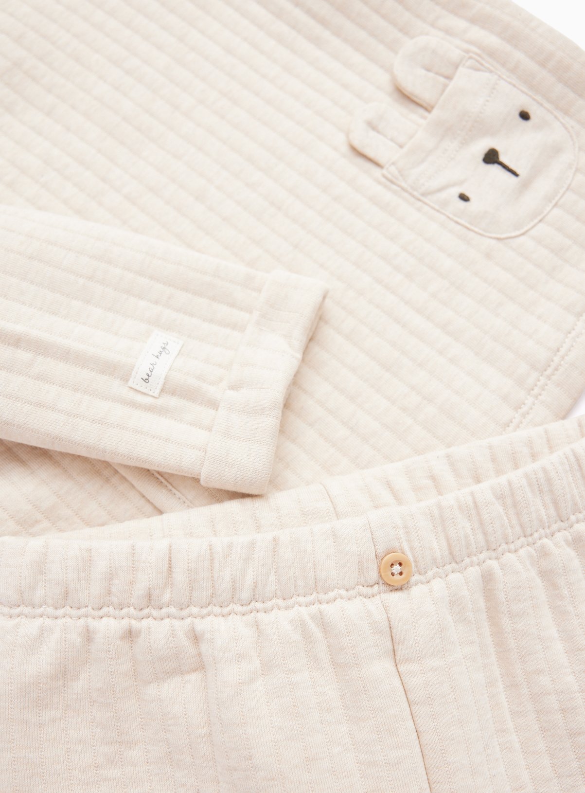 Oatmeal Bear Wadded Jersey Set 2-3 years - Image 2 thumbnail