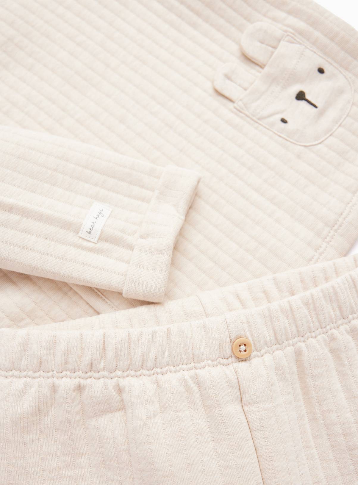 Oatmeal Bear Wadded Jersey Set 2-3 years - Image 2