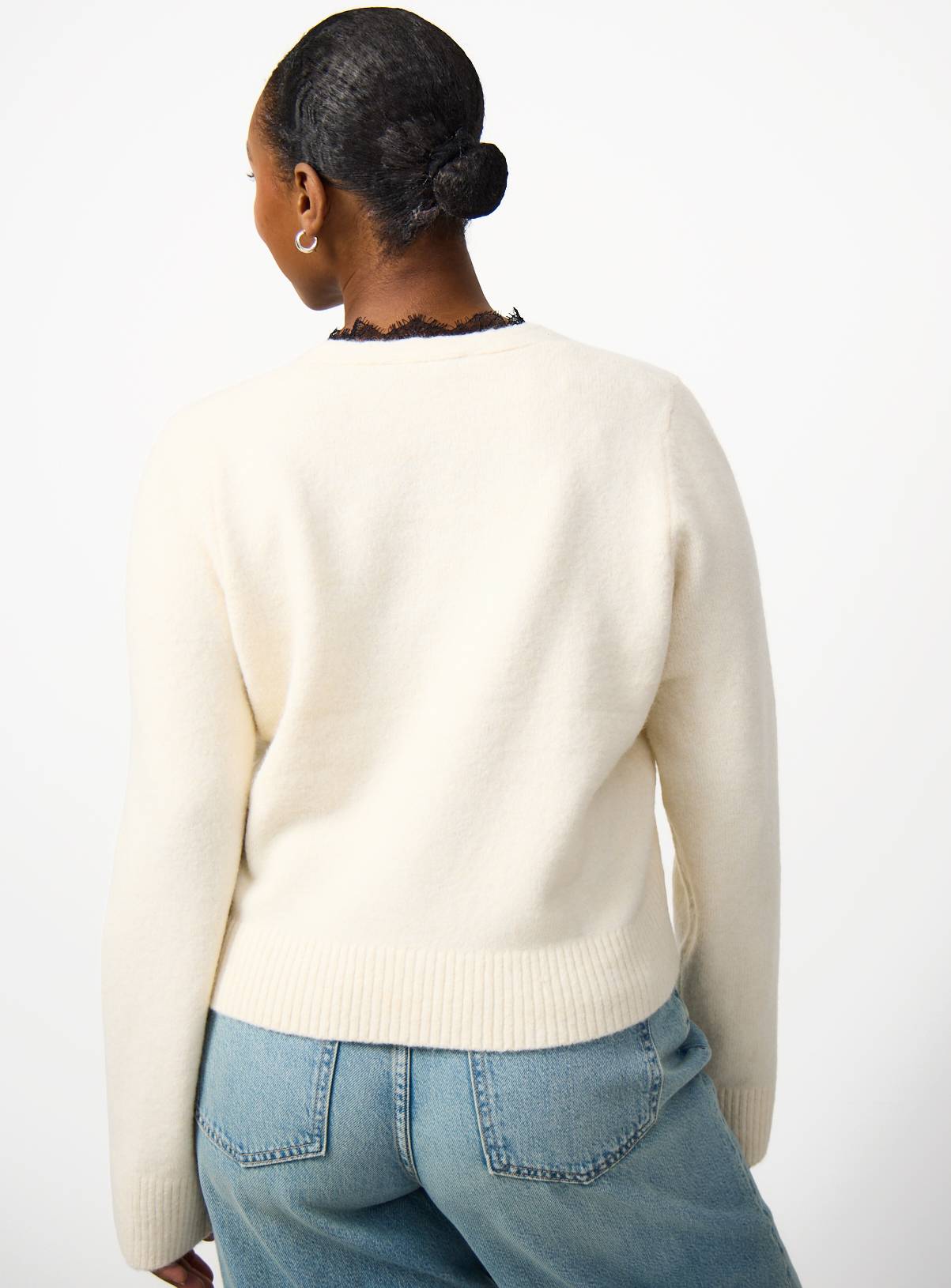 Cream Lace Trim V Neck Cardigan 12 - Image 4