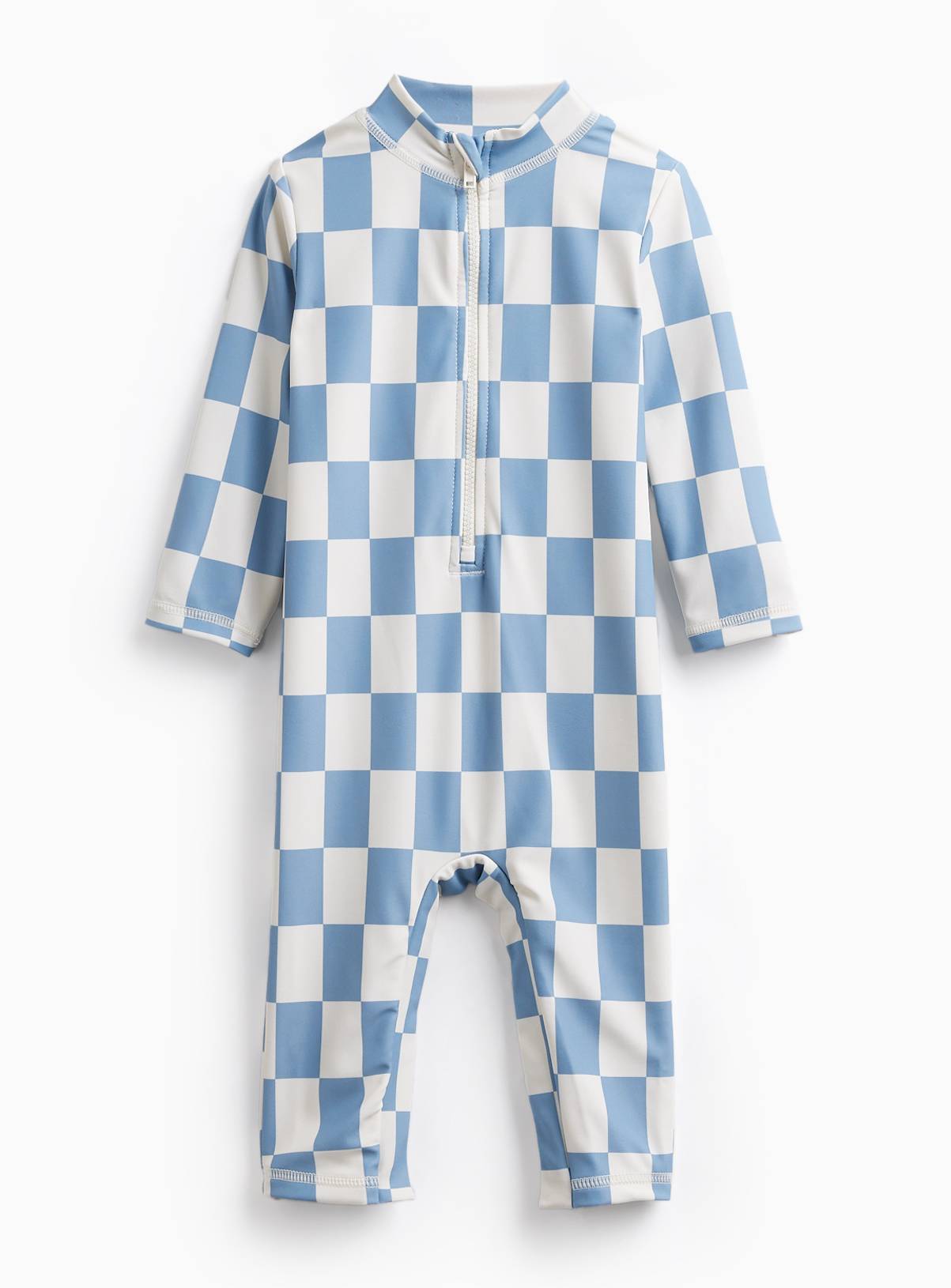 Blue Checkerboard Print Sunsafe Swimsuit 9-12 months - Image 1