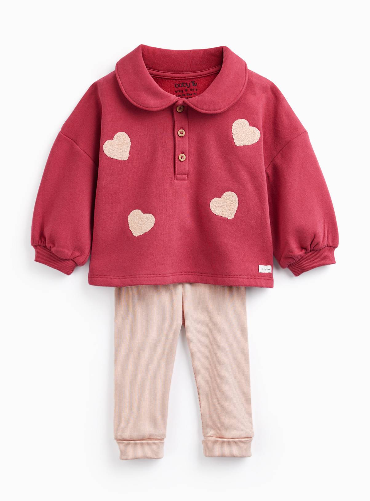 Red Heart Knitted Jumper & Leggings Set 6-9 months - Image 2