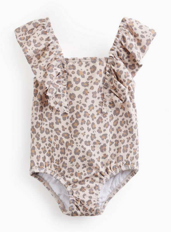 Leopard Print Frill Shoulder Detail Swimsuit Up to 3 mths