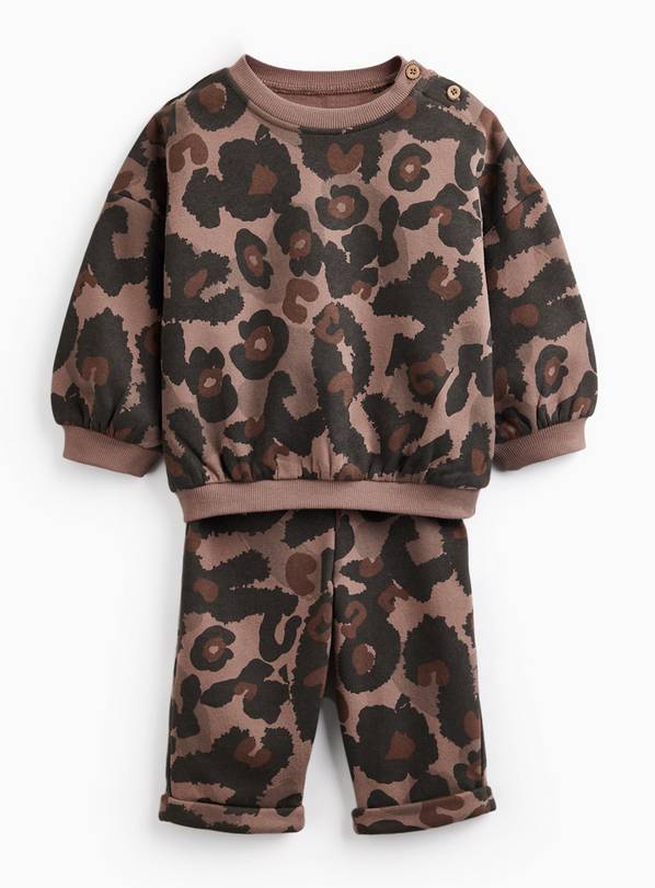 Brown Leopard Print Sweat Set 12-18 months
