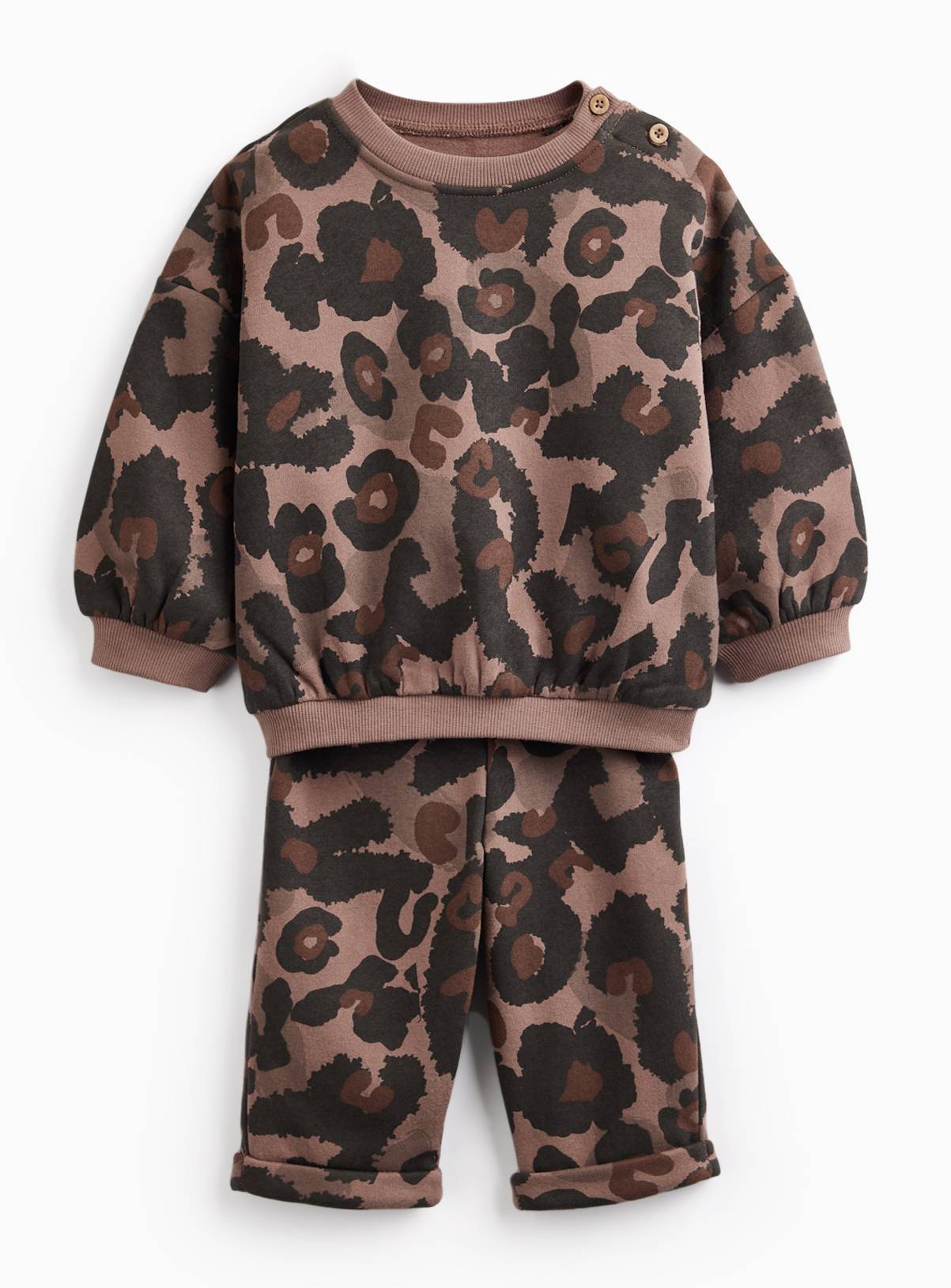 Brown Leopard Print Sweat Set 3-6 months - Image 1