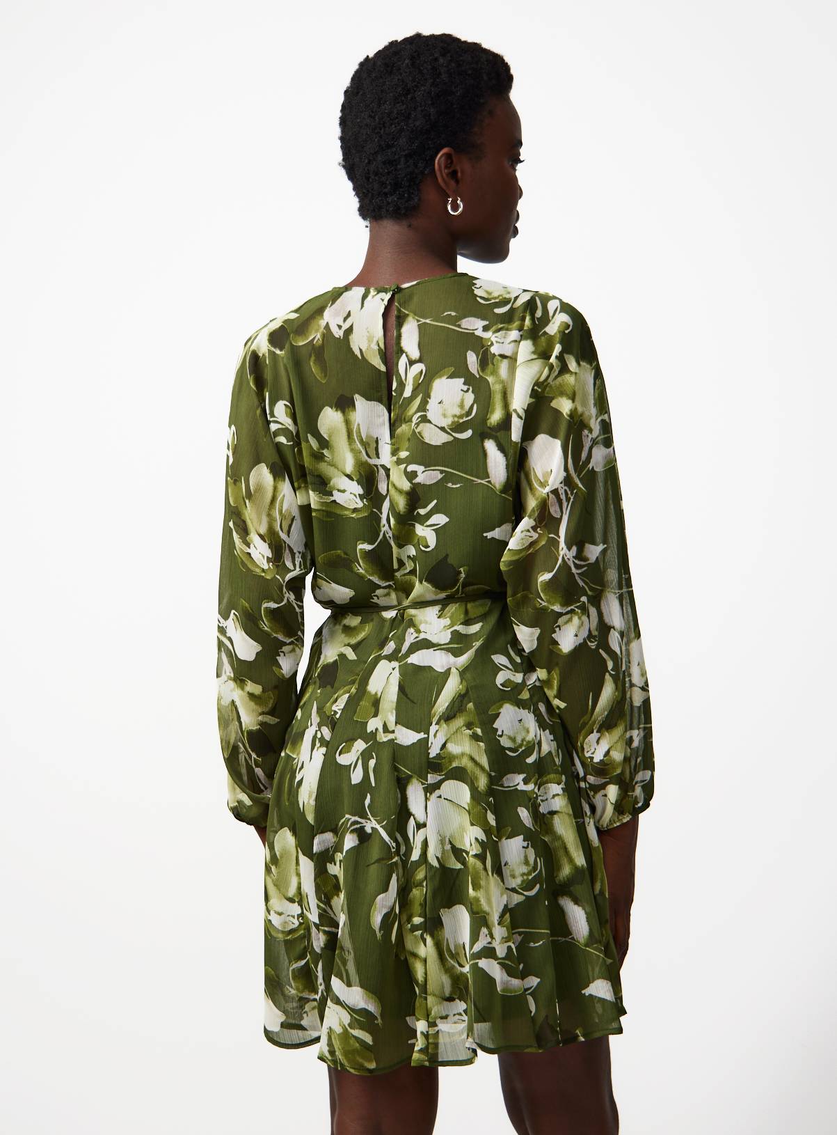 Green Chiffon Skater Floral Mini Dress  16 - Image 4