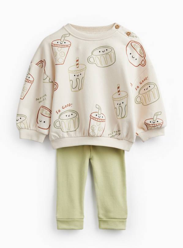 Cream Breakfast Print Sweatshirt & Leggings Set 12-18 months