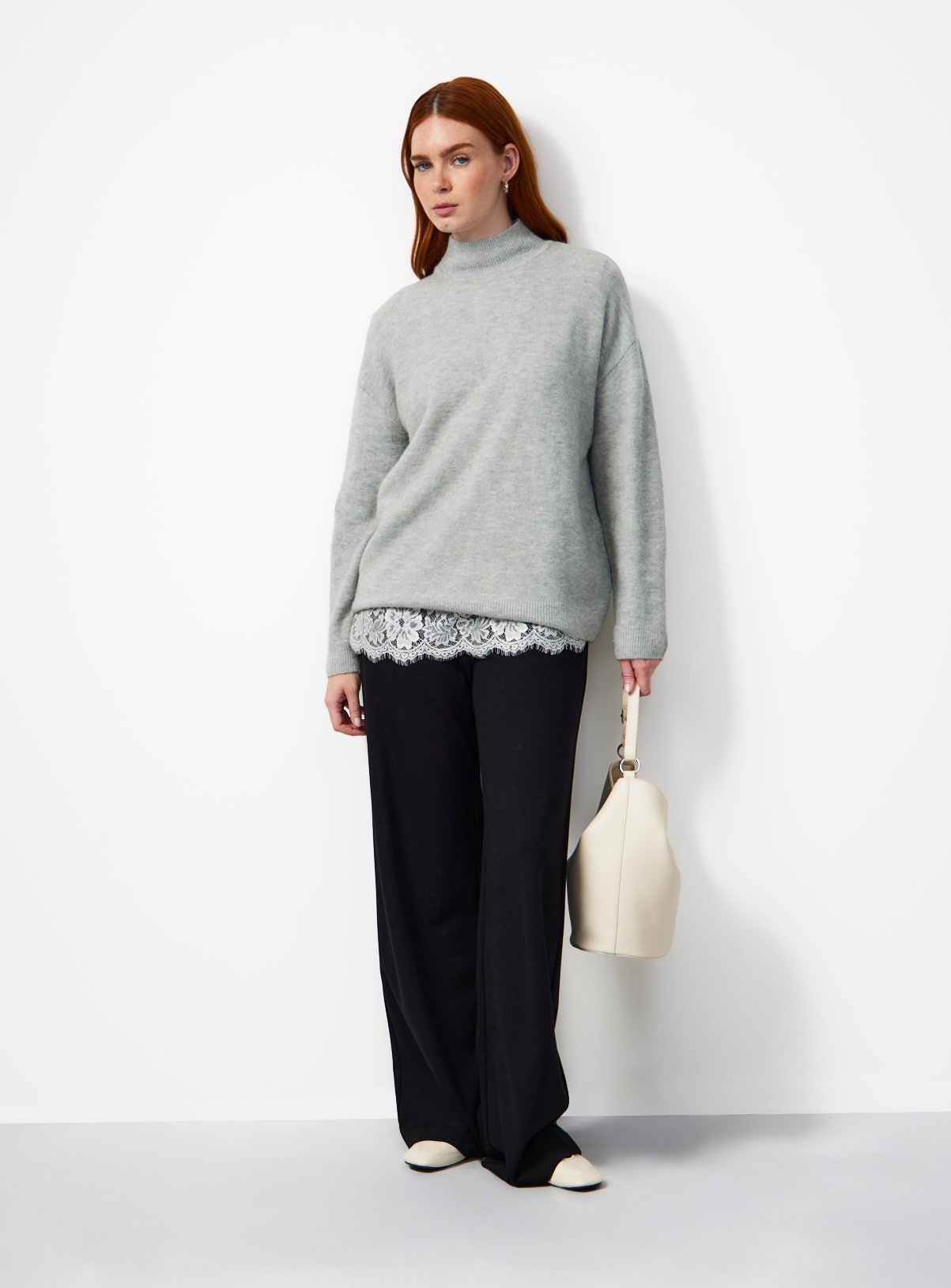 Grey Jersey Turtle Neck Jumper S - Image 2 thumbnail