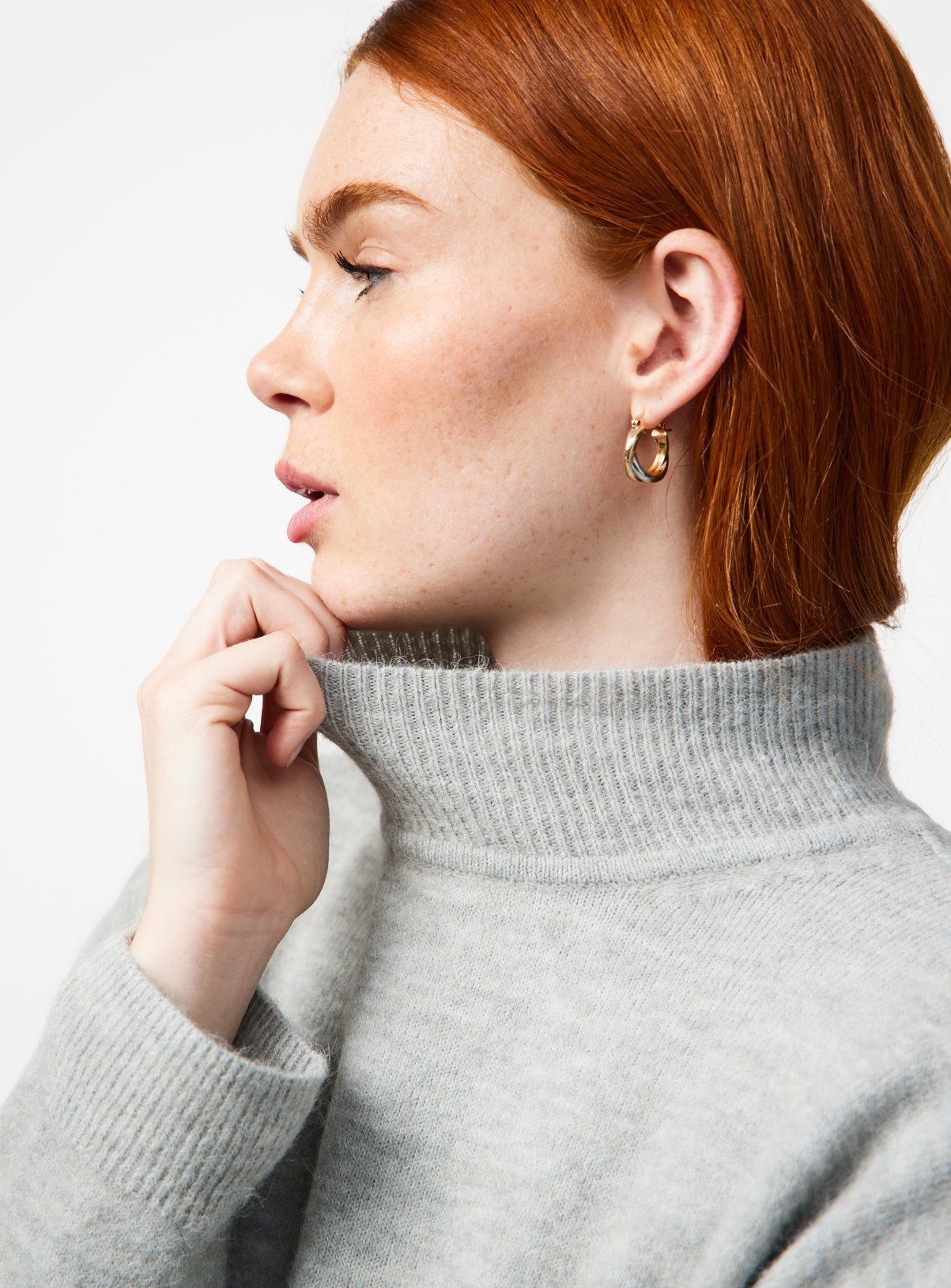 Grey Jersey Turtle Neck Jumper S - Image 3 thumbnail