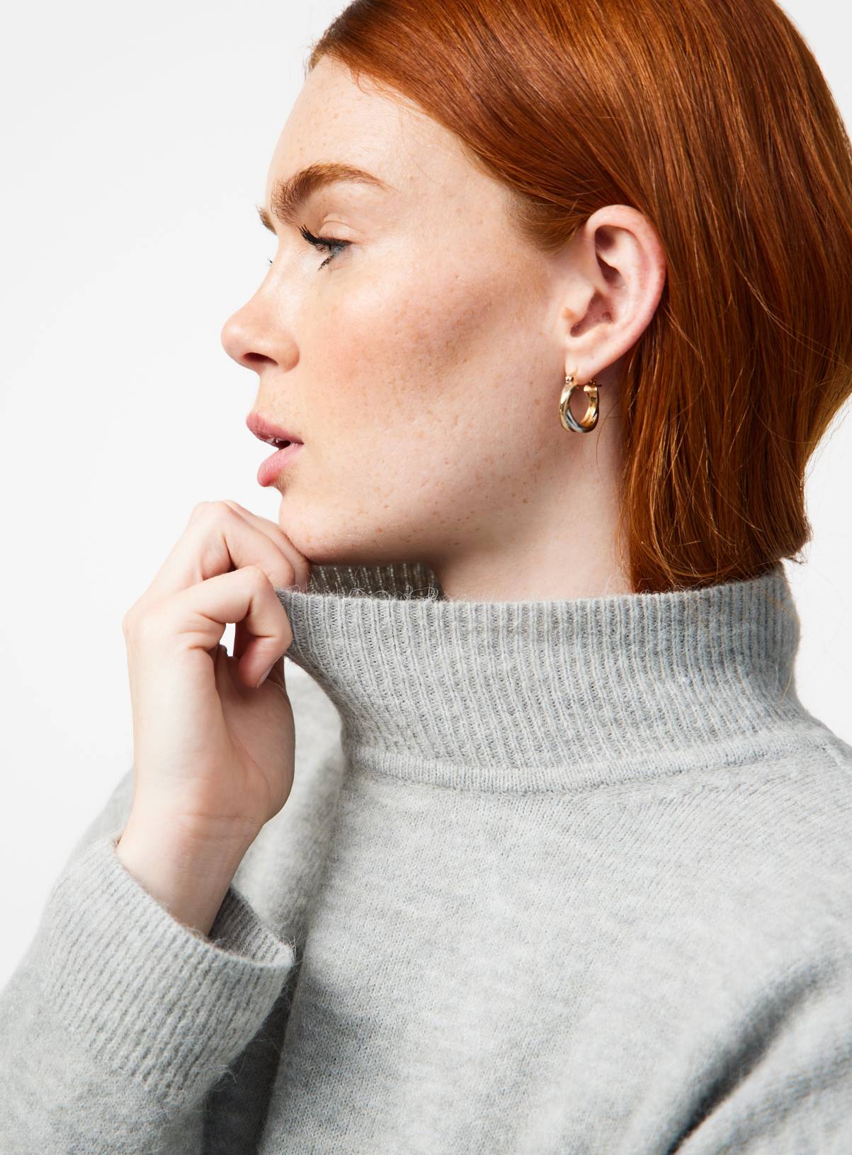 Grey Jersey Turtle Neck Jumper S - Image 3