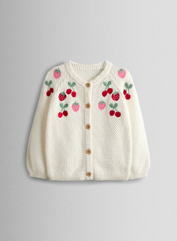 JOJO MAMAN BÉBÉ Fruit Embroidered Textured Cardigan 6-12 months