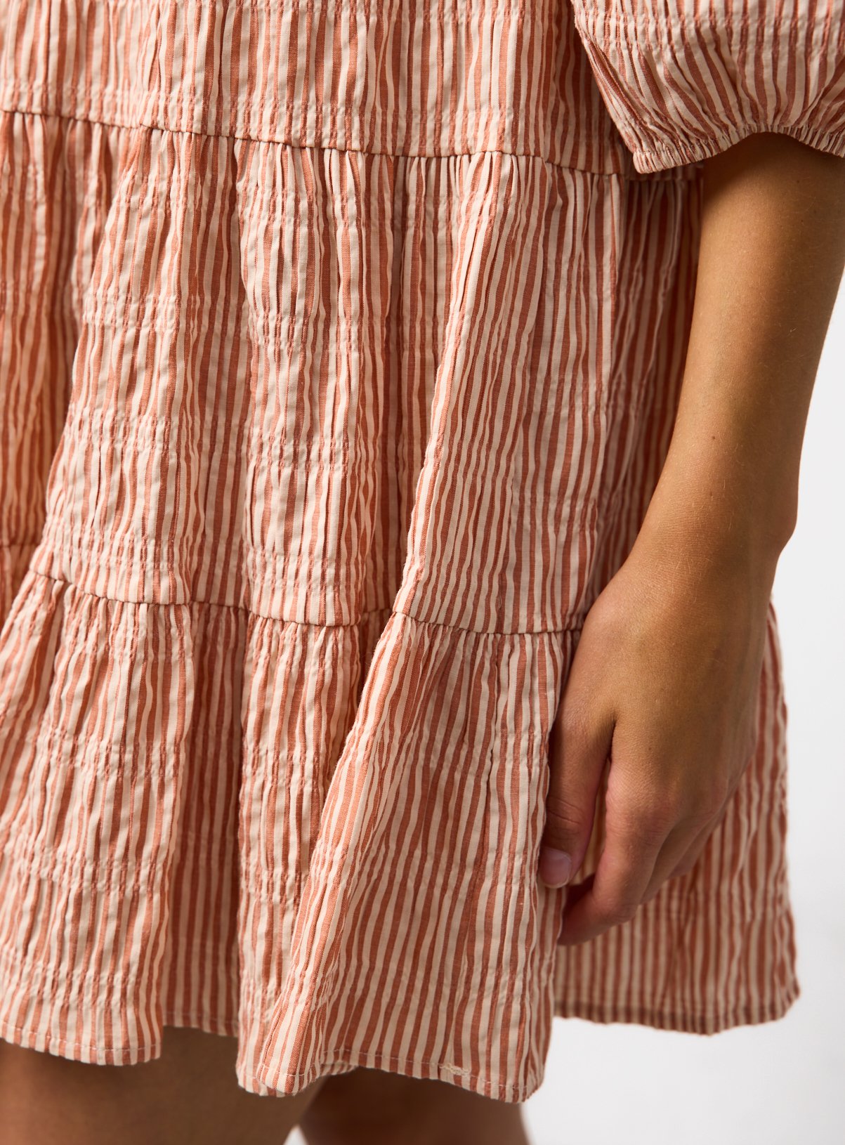 Red Stripe Volume Mini Smock Dress 8 - Image 3 thumbnail
