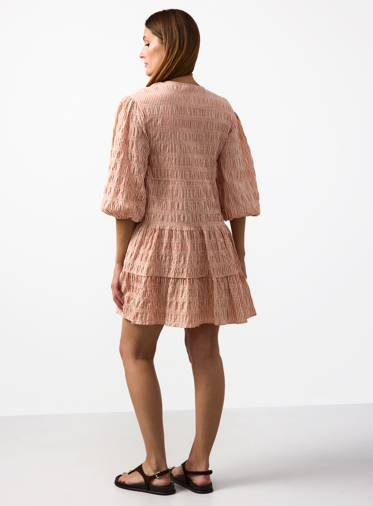 Red Stripe Volume Mini Smock Dress 8 - Image 4 thumbnail