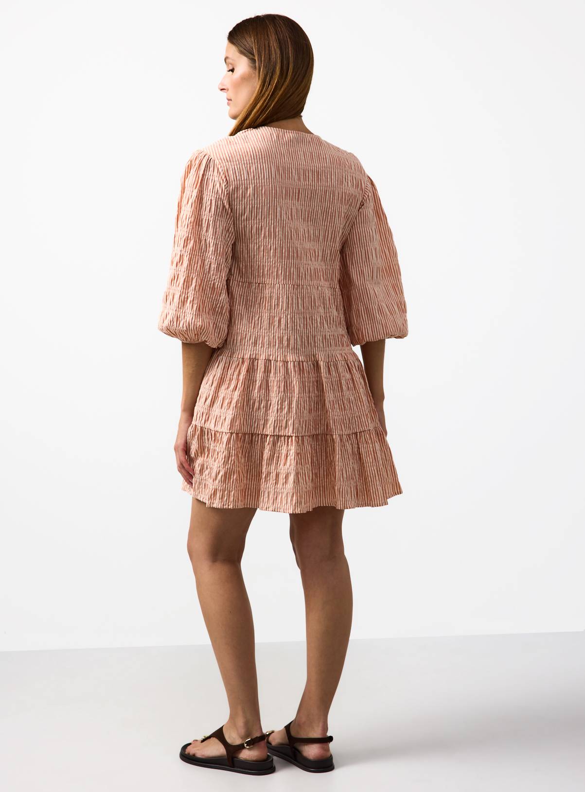 Red Stripe Volume Mini Smock Dress 8 - Image 4