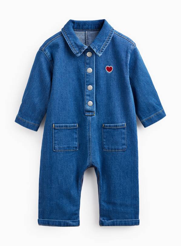 Denim Romper Boilersuit with Heart 6-9 months