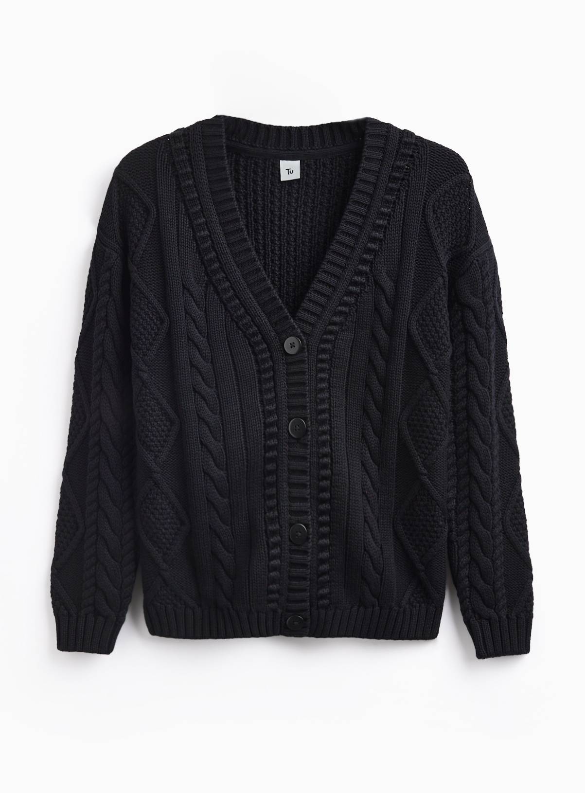 Black Cable Knit Cardigan 11 years - Image 1