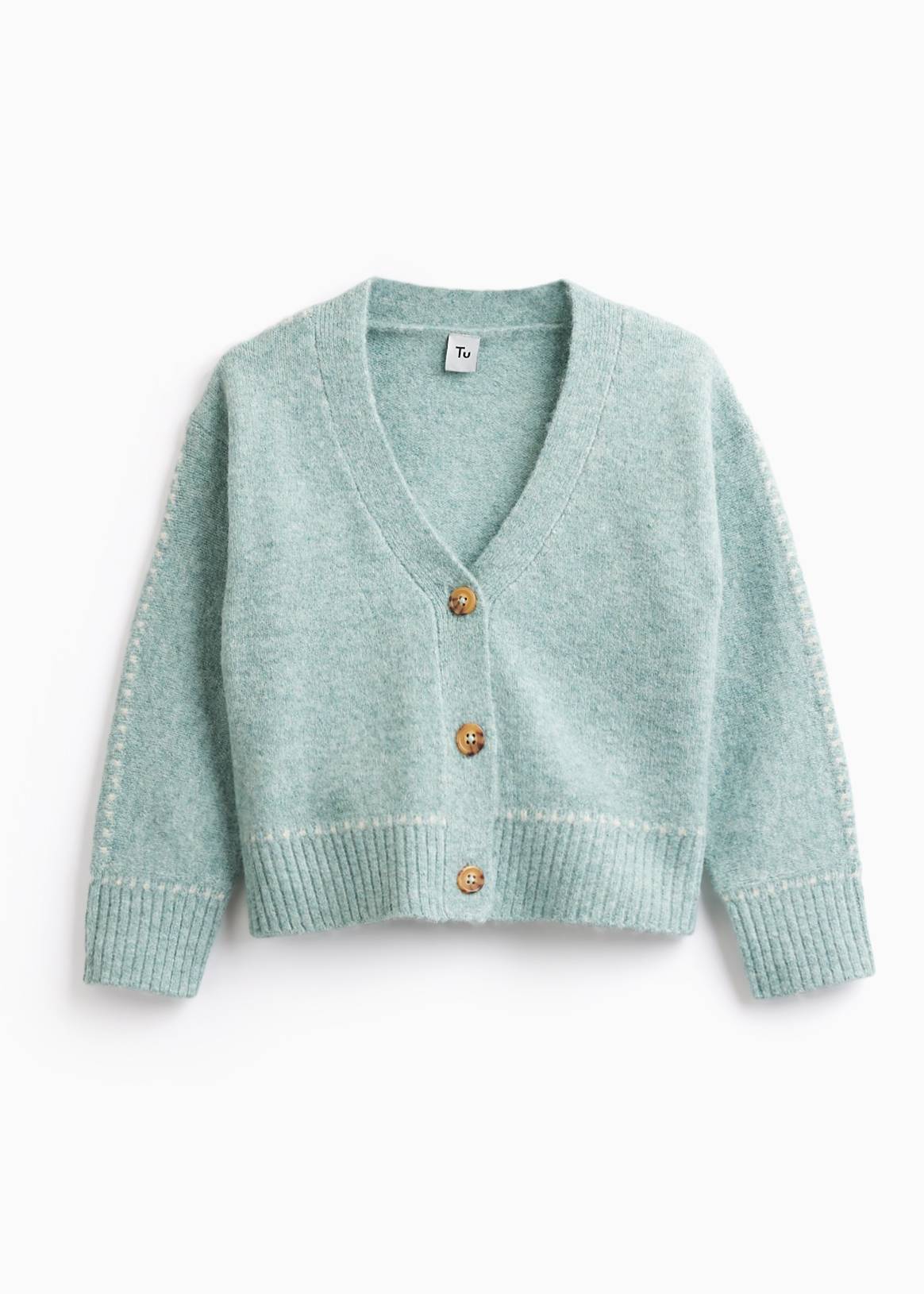 Green Knitted Long Sleeve Cardigan 13 years - Image 1