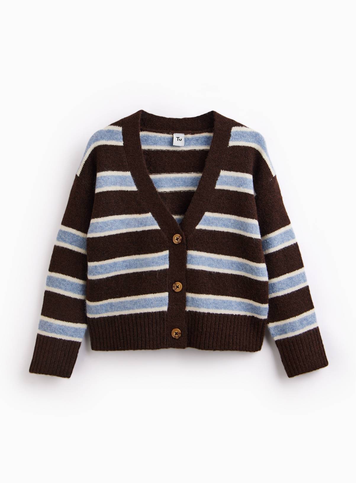 Brown Stripe Knitted Cardigan 13 years - Image 1