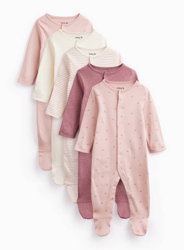 Pink Sleepsuits 5 Pack 6-9 months