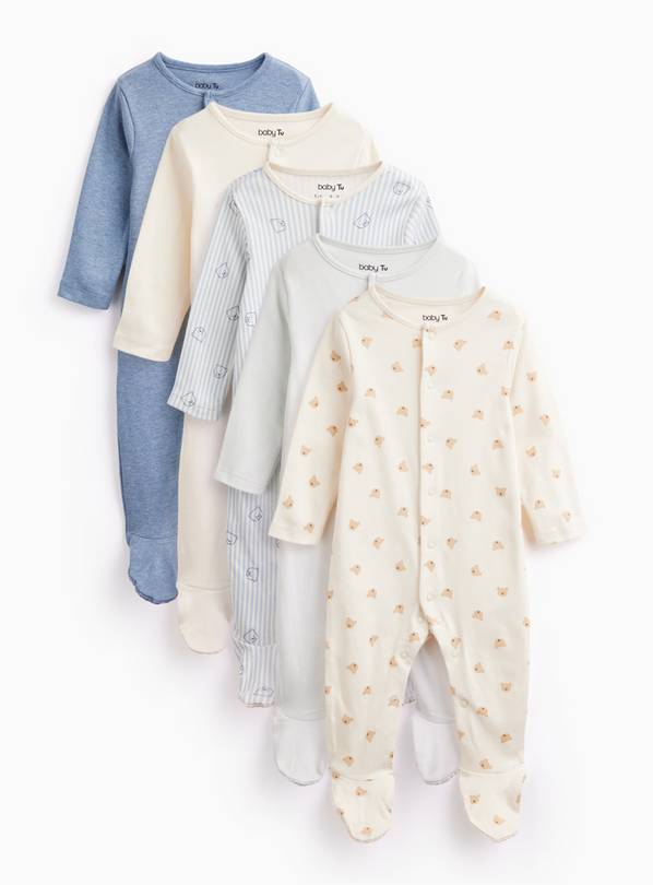 Blue Sleepsuits 5 Pack 9-12 months
