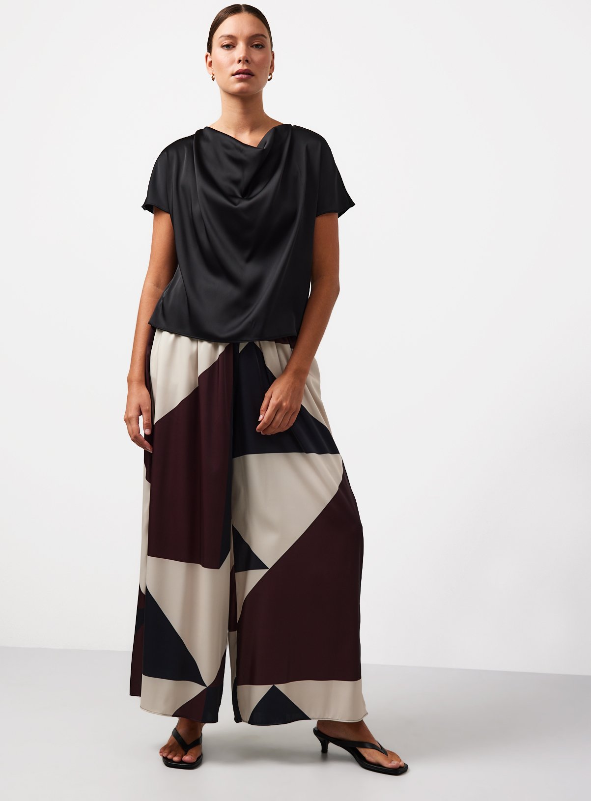 Black Satin Cowl Neck Top 24 - Image 2 thumbnail