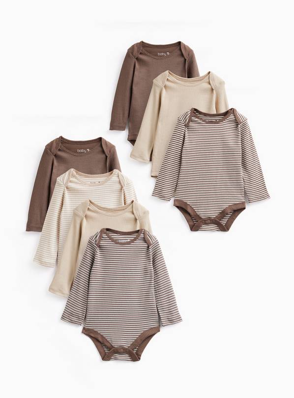 Brown Long Sleeve Bodysuits 7 Pack  Up to 3 mths