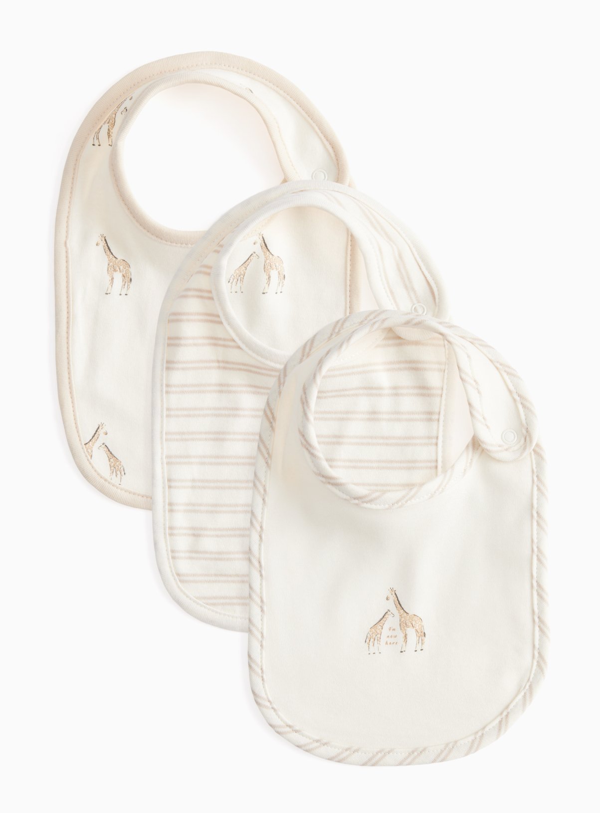 Cream Giraffe Print Bibs 3 Pack One Size - Image 1 thumbnail