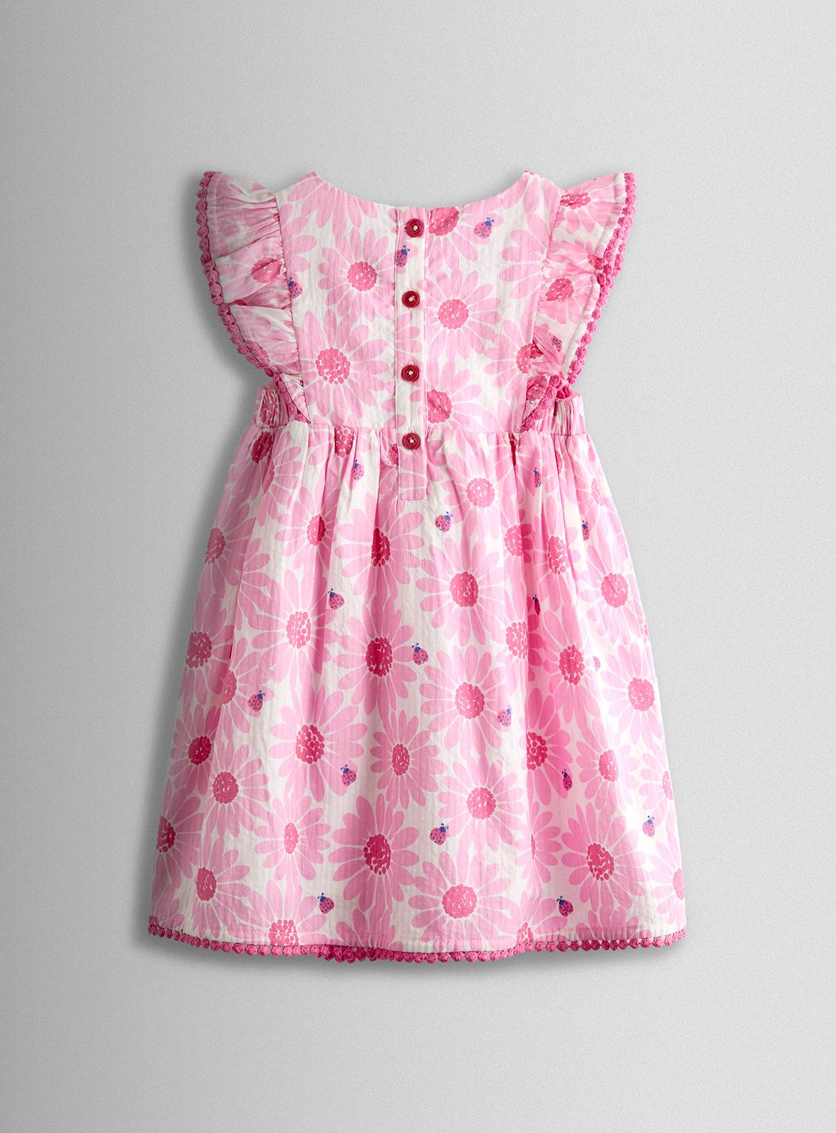 JOJO MAMAN BÉBÉ Flower & Ladybird Puff Sleeve Seersucker Dress 4-5 Years - Image 2