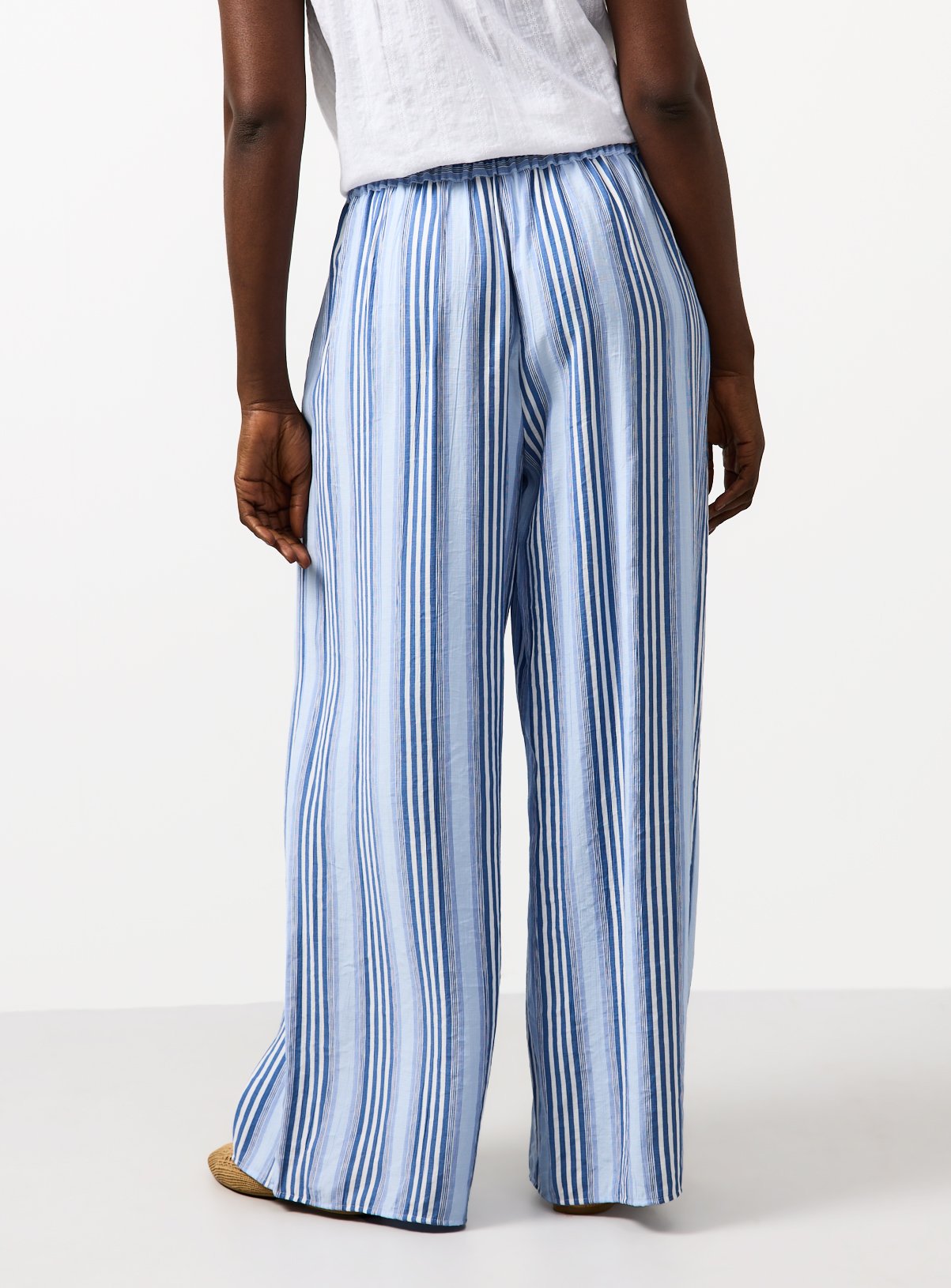 Blue Stripe Wide Leg Trousers 20 - Image 4 thumbnail