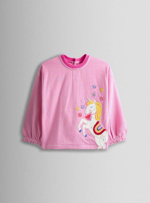 JOJO MAMAN BÉBÉ Unicorn Applique Stripe Top 6-12 months