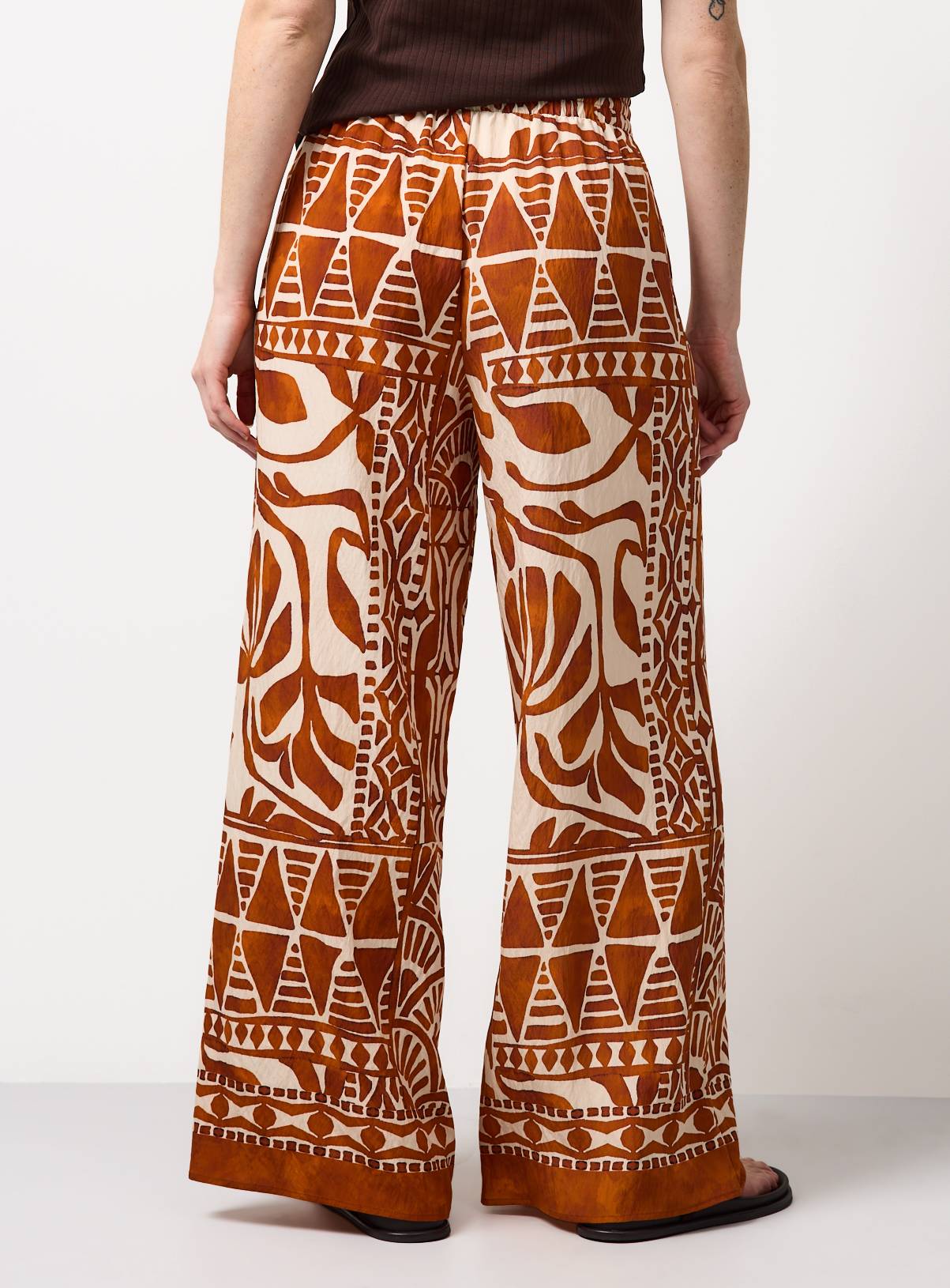 Orange Scarf Print Wide Leg Trousers 12 - Image 4