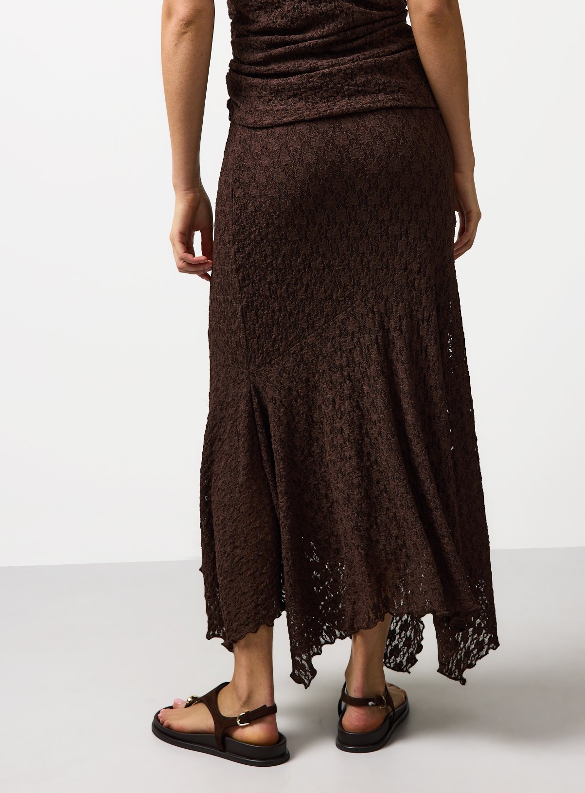 Brown Hanky Hem Lace Midaxi Skirt 6 - Image 4 thumbnail
