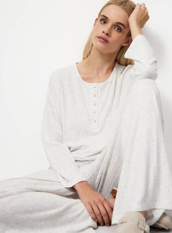 Grey Wide Rib Wide Leg Pyjama Co-ord Bottoms XXL