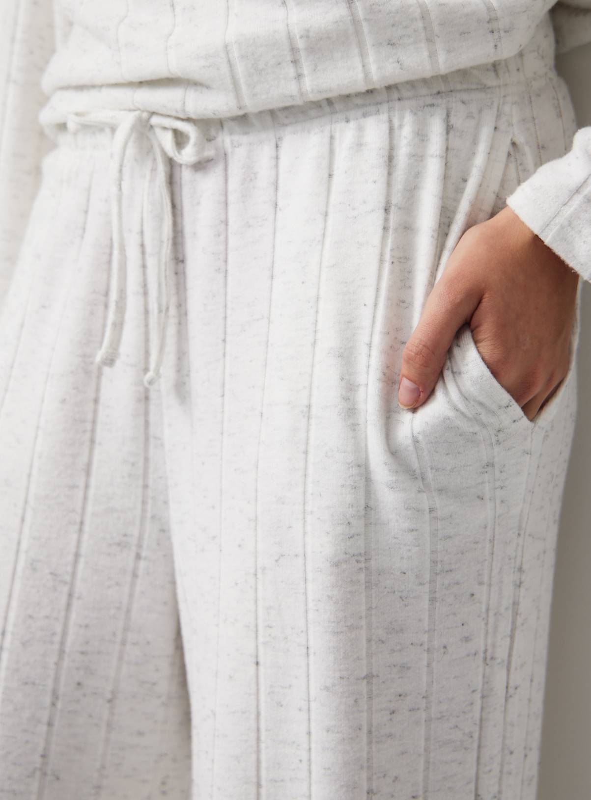 Grey Wide Rib Wide Leg Pyjama Co-ord Bottoms XL - Image 3