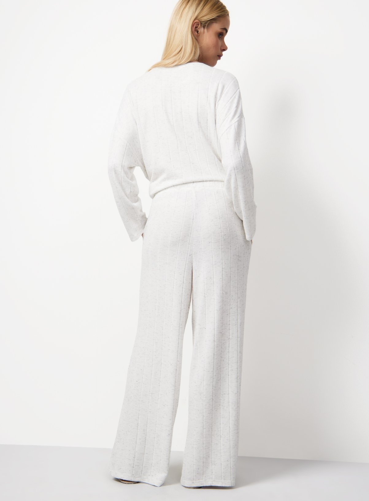 Grey Wide Rib Wide Leg Pyjama Co-ord Bottoms XL - Image 4 thumbnail