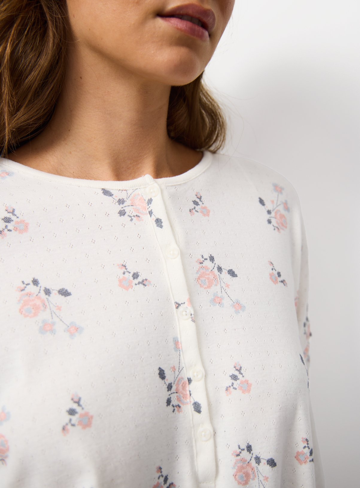 White Floral Print Soft Touch Shortie Pyjamas XL - Image 3 thumbnail