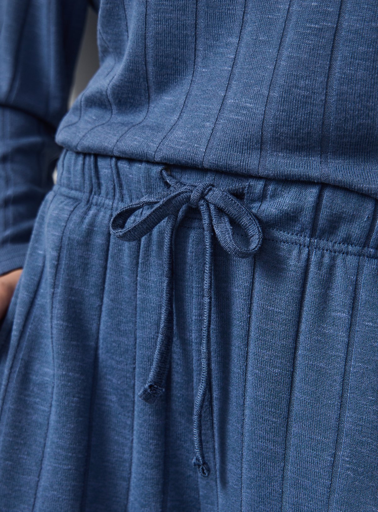 Blue Wide Rib Wide Leg Pyjama Co-ord Shorts M - Image 3 thumbnail