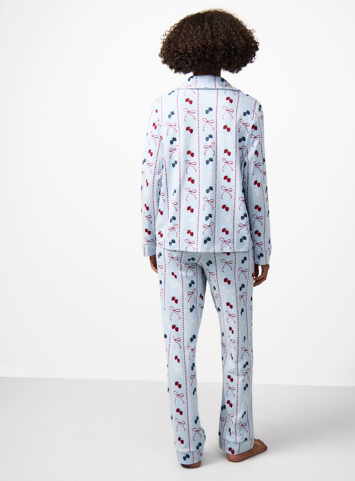 Blue Berries & Bows Print Traditional Pyjamas XL - Image 4 thumbnail