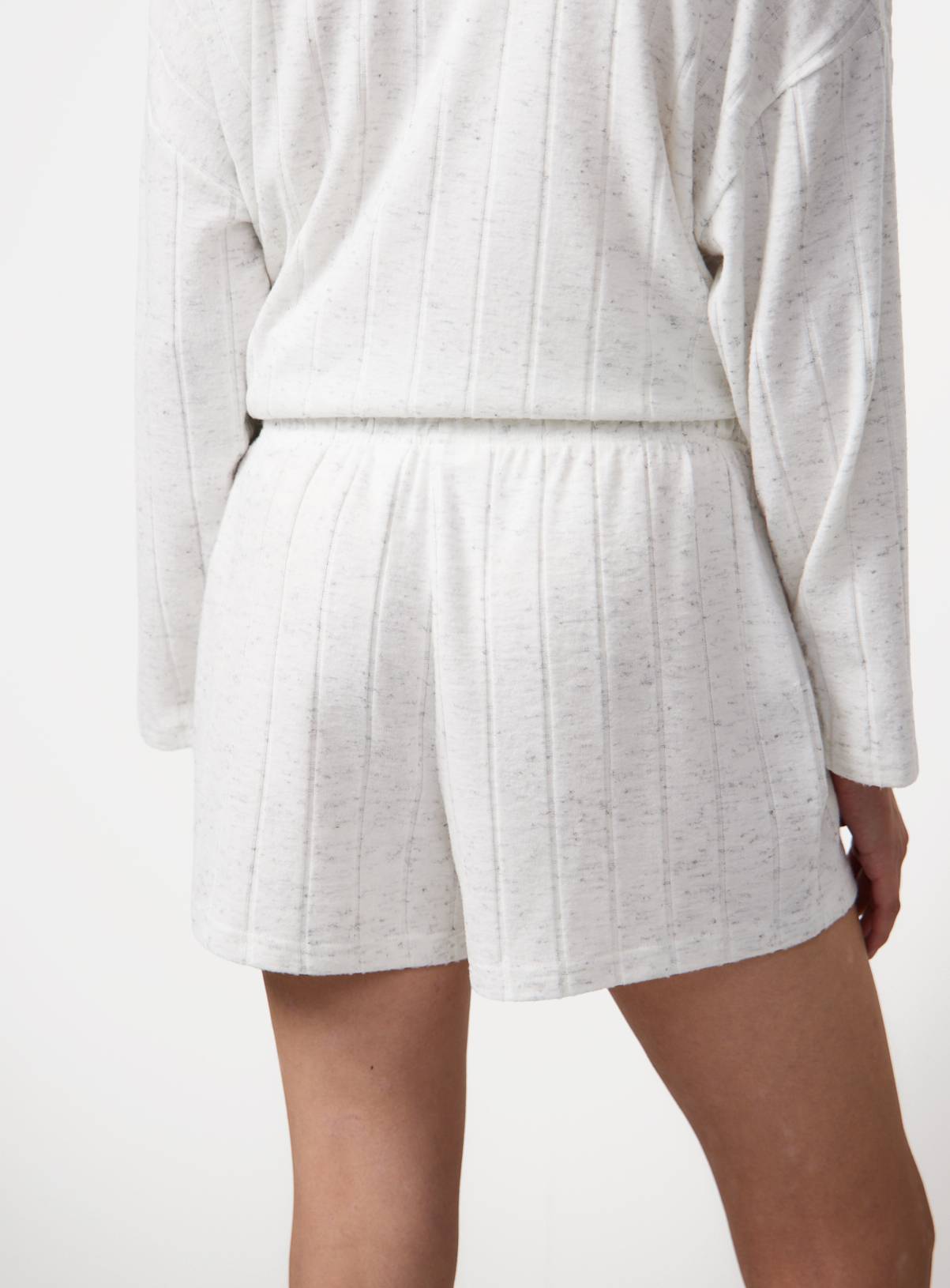 Grey Wide Rib Wide Leg Pyjama Co-ord Shorts S - Image 4