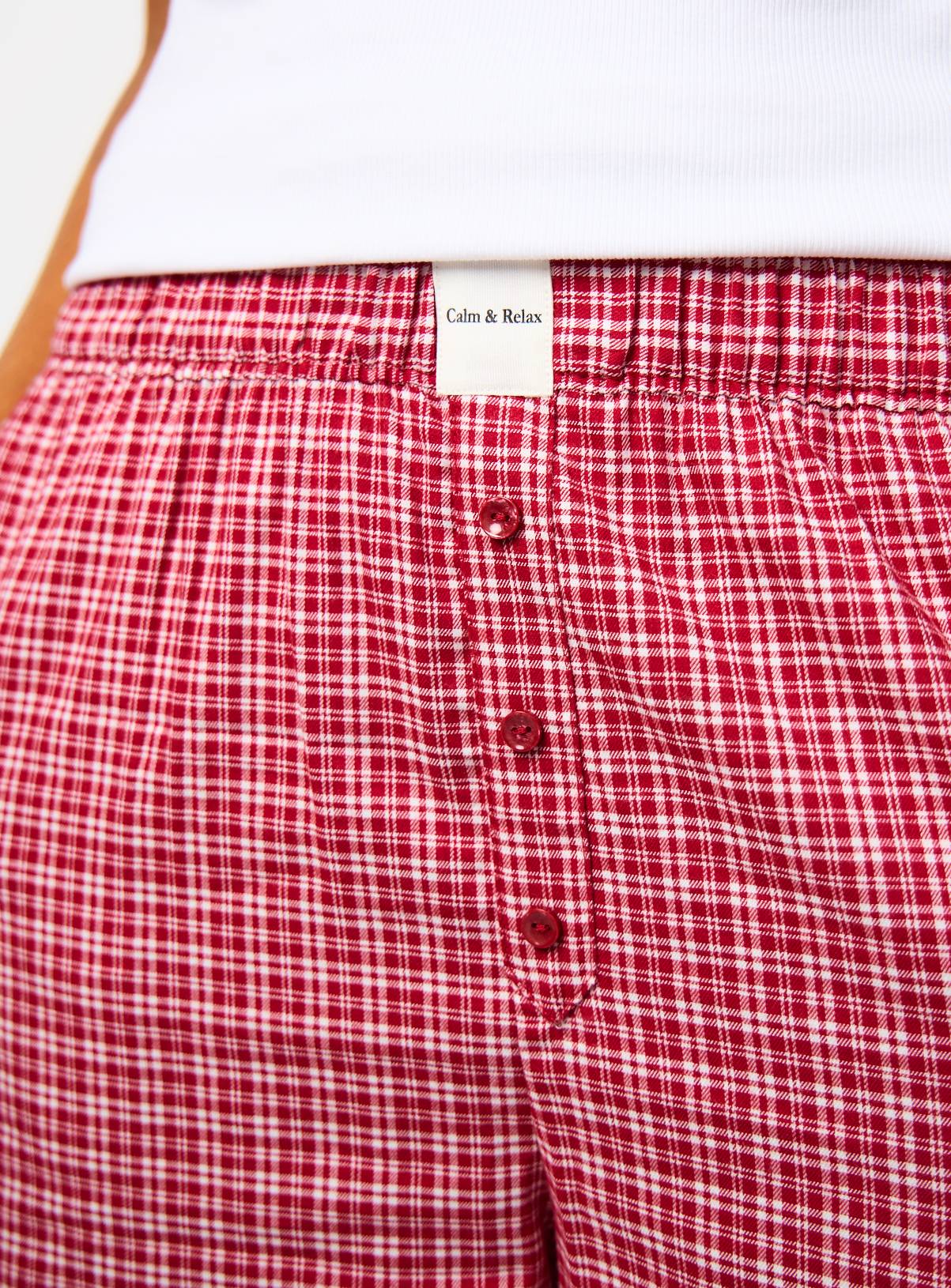 Red Check Print Pyjama Bottoms XL - Image 3