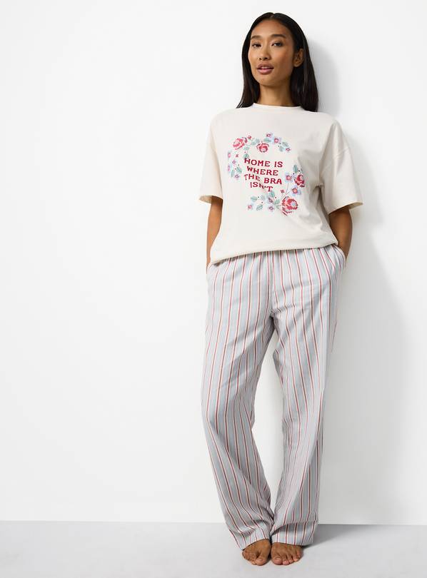 Home Is Where The Bra Isn't T-Shirt Pyjamas Set XL