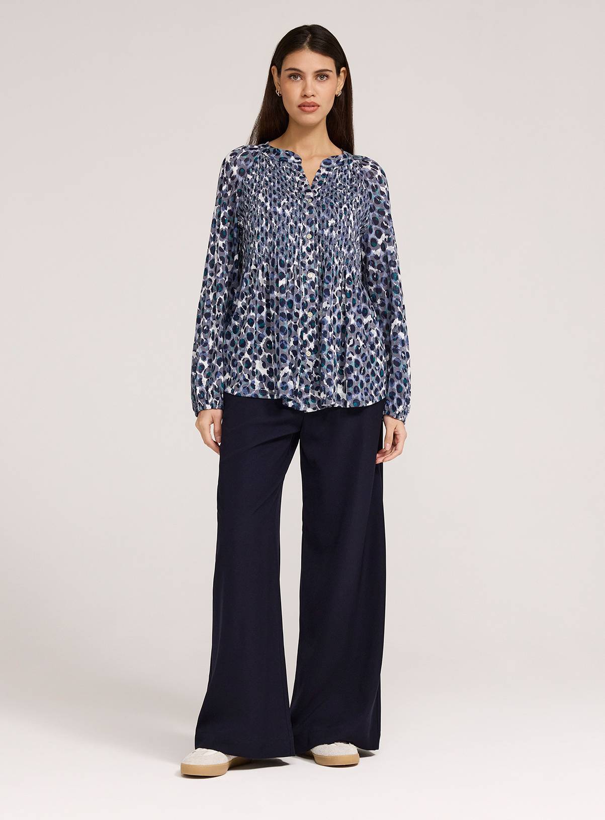FINERY Martha Blouse Blue Animal Print 14 - Image 3