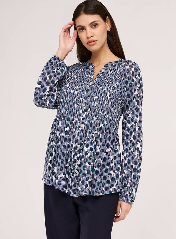 FINERY Martha Blouse Blue Animal Print 8