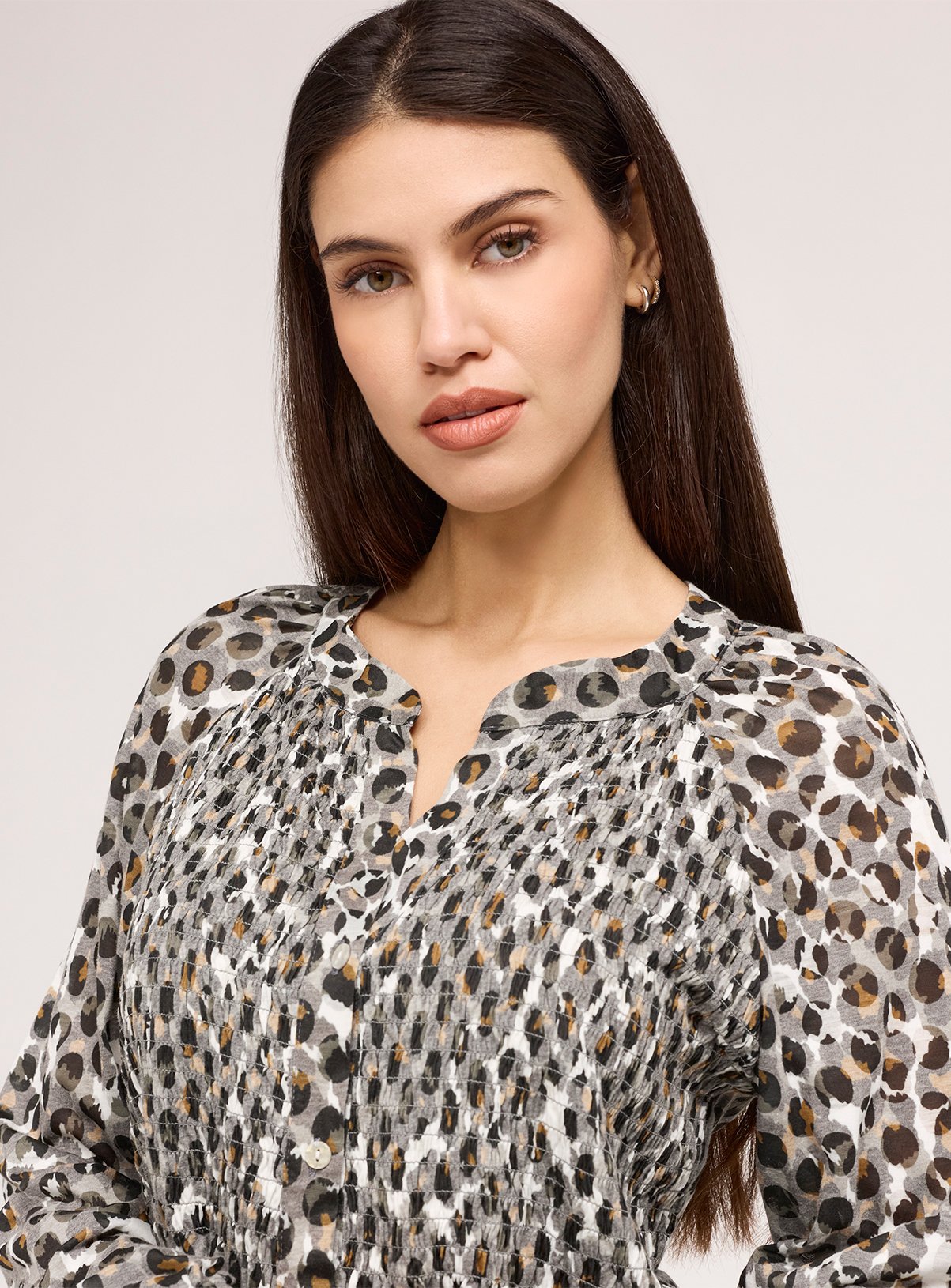 FINERY Martha Blouse Khaki Animal Print 20 - Image 2 thumbnail